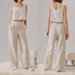 Nap Loungewear Wide-Cut Linen Pants, S